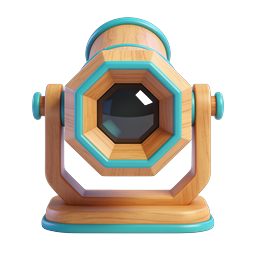 Wooden Camera Lens Icon - 3D Photography Design