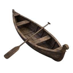 Wooden Canoe Rowboat Icon - Traditional Vintage Boat Design
