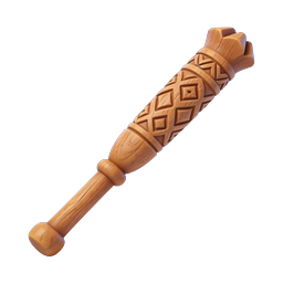 Ornate Wooden Carved Club Weapon Icon | 3D Render