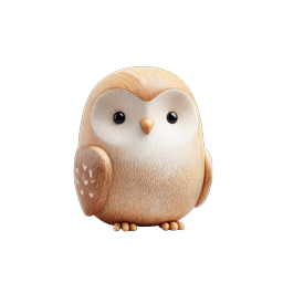 Wooden Carved Owl Figurine - 3D Render Icon