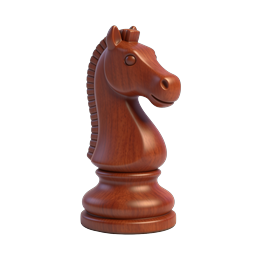 Icona di cavallo degli scacchi in legno – design 3D premium