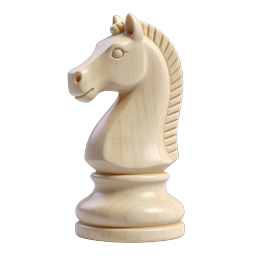 Wooden Chess Knight Piece Icon - 3D Rendered