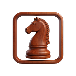 Wooden Chess Knight Icon - 3D Realistic Game Piece