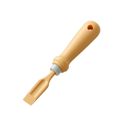 Wooden Chisel Tool Icon - 3D Carpentry Symbol