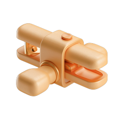 Wooden Clamp Icon - 3D Rendered Orange Office Tool