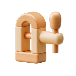 Wooden Clamp 3D Icon - Tool & Workshop Design