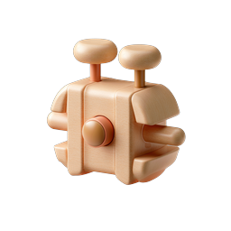 Wooden Clamp Icon - 3D Woodwork Tool Illustration