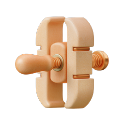 Wooden Clamp Icon - Realistic 3D Carpentry Tool