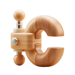 Wooden Clamp Icon - Realistic 3D Woodworking Tool
