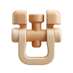 Wooden Clamp Icon - 3D Realistic Tool Design