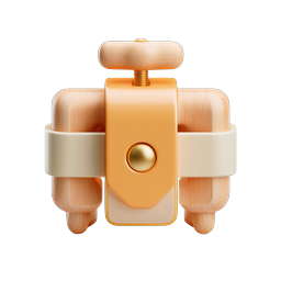 Wooden Clamp Icon - 3D Realistic Tool Design