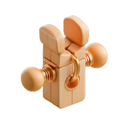 Wooden Clamp 3D Icon - Premium Tool Design