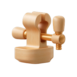 Wooden Clamp Tool 3D Icon - Realistic Wood Grain Design