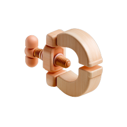 Wooden Clamp Tool Icon - 3D Clay Style Workshop Graphic