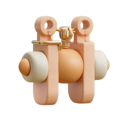 Wooden Clamp Toy 3D Icon - Playful Mechanical Tool Design