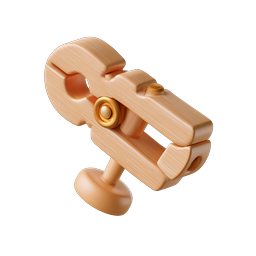 ไอคอนเครื่องมือแคลมป์ไม้ 3D - อุปกรณ์ฮาร์ดแวร์สไตล์ดินปั้น