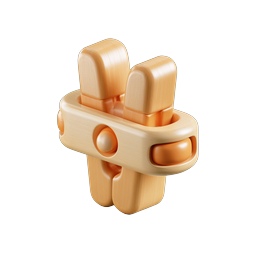 Wooden Clip 3D Icon with Realistic Wood Grain Texture