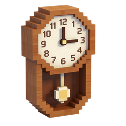 Wooden Clock Icon - Classic Pixel Design