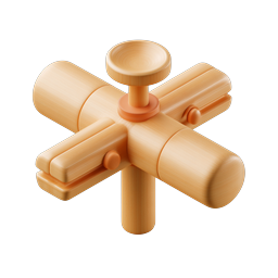 Wooden Clothespin Cross Icon - 3D Realistic Design