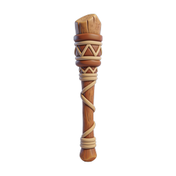 Icona clava di legno - Arma RPG tribale, rendering 3D