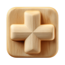 Wooden Cross Icon - Realistic 3D Wood Grain Design