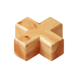 Wooden Cross Icon - 3D Realistic Wood Texture Symbol