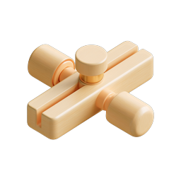 Wooden Cross Joint 3D Icon - Clay Style Design