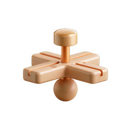 Realistic Wooden Cross Icon with Copper Pin | 3D Object