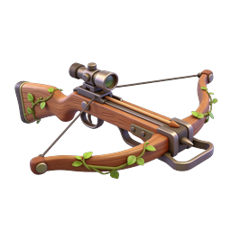 Wooden Crossbow 3D Icon with Forest Vines