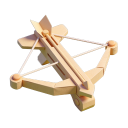 3D-Clay-Icon eines hölzernen Spielzeug-Armbrusts