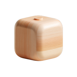 Wooden Cube 3D Icon - Natural Wood Block Design