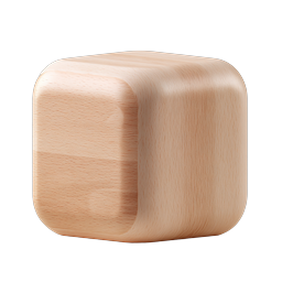 Realistic Wooden Cube Icon - Natural 3D Wood Block Design