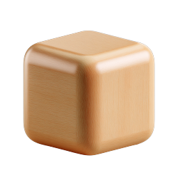 Realistic Wooden Cube 3D Icon - Natural Wood Texture