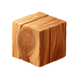 Wooden Cube Icon - Isometric Timber Block Illustration