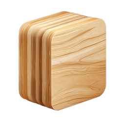Realistic Wooden Cube 3D Icon with Natural Grain Texture
