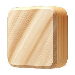 Realistic Wooden Cube Icon - Natural Wood Grain Design
