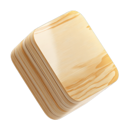 Wooden Cube 3D Icon - Natural Light Wood Block