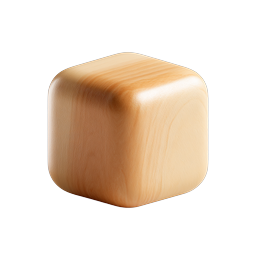 Wooden Cube Icon - Realistic 3D Wood Block Design