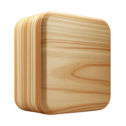 Realistic Wooden Cube Icon - 3D Wood Block Design