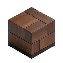 Wooden Cube Mosaic 3D Icon - Isometric Furniture Design
