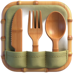 Wooden Cutlery Bamboo Mat Icon | Eco-Friendly Dining