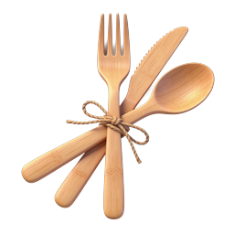 Wooden Cutlery Set Icon - Eco-Friendly Bamboo Utensils