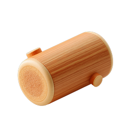 Realistic Wooden Cylinder Barrel Icon - 3D Rendered