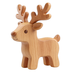 Wooden Deer Toy Icon - Realistic 3D Render