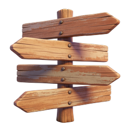 Wooden Direction Signpost Icon - Rustic Navigation Sign