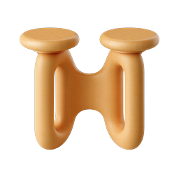 Wooden Double Stool 3D Icon - Natural Wood Furniture Design