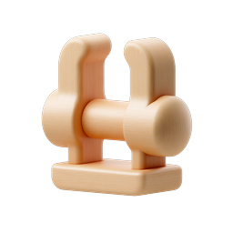 Wooden Dumbbell Clay-Style 3D Render Icon