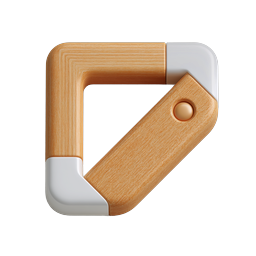 Wooden Eraser Icon - Realistic 3D Stationery Design