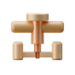 Wooden Copper Faucet Icon - Realistic 3D Design