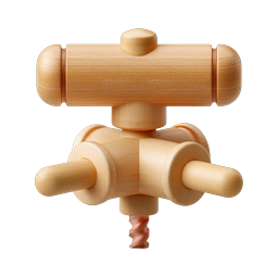 Wooden Faucet Icon - 3D Realistic Eco-Friendly Tap Design